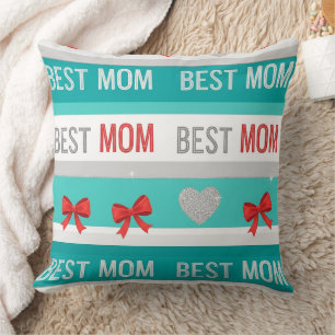 Best Mum Pop Art Hearts & Bows Retro Cushion