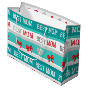 Best Mum Pop Art Hearts & Bows Retro Large Gift Bag