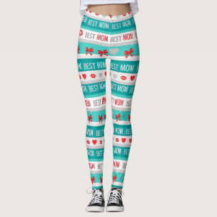 Best Mum Pop Art Hearts & Bows Retro Leggings