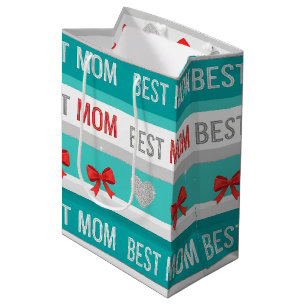 Best Mum Pop Art Hearts & Bows Retro Medium Gift Bag
