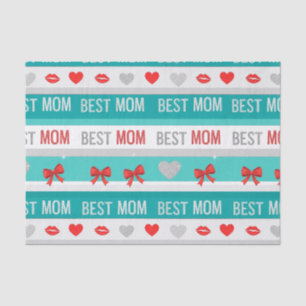Best Mum Pop Art Hearts & Bows Retro Tissue Paper