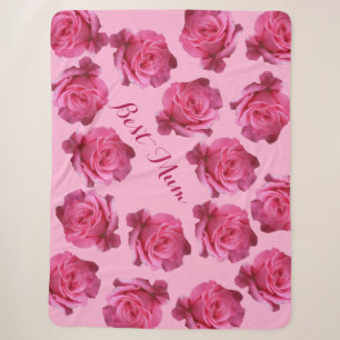 Best Mum pretty pink roses floral Mother's Day fun Sherpa Blanket