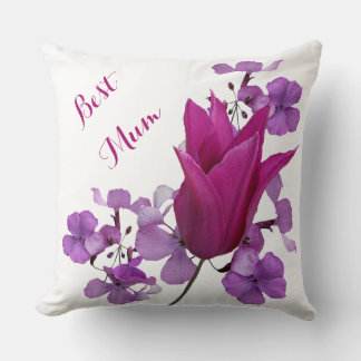Best Mum pretty pink tulilp floral happy Mother's Cushion