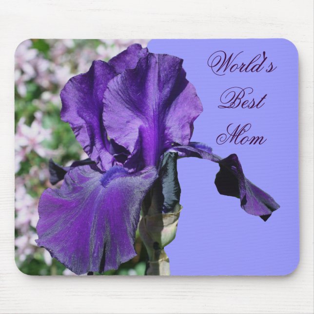 Best Mum Purple Iris Flower Photo Mousepad (Front)