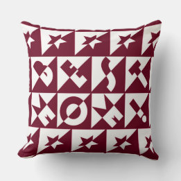 Best Mum Red and White Pattern and Stars Cushion