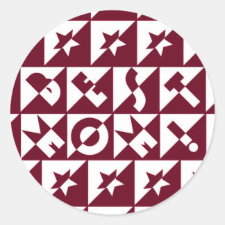 Best Mum Red and White Pattern with Stars Classic Round Sticker