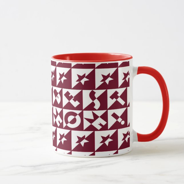 Best Mum Red and White Pattern with Stars Mug (Right)