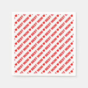 Best Mum Red on White Paper Napkin