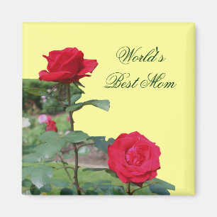 Best Mum Red Roses Flower Photo Magnet