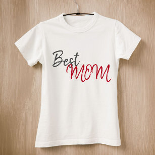 Best Mum Red Script Simple Mother`s Day T-Shirt