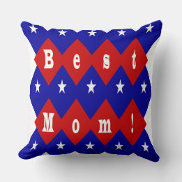 Best Mum Red, White, Blue, Diamond Shape & Stars Cushion