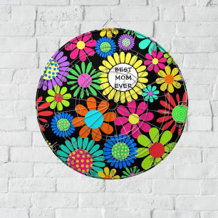 Best Mum Retro Floral  Dartboard
