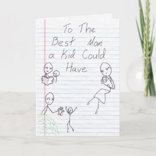 Best Mum Stick Figure Mother's Day Card