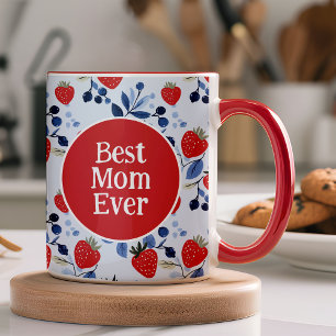 Best Mum Strawberry Pattern Photo Mug