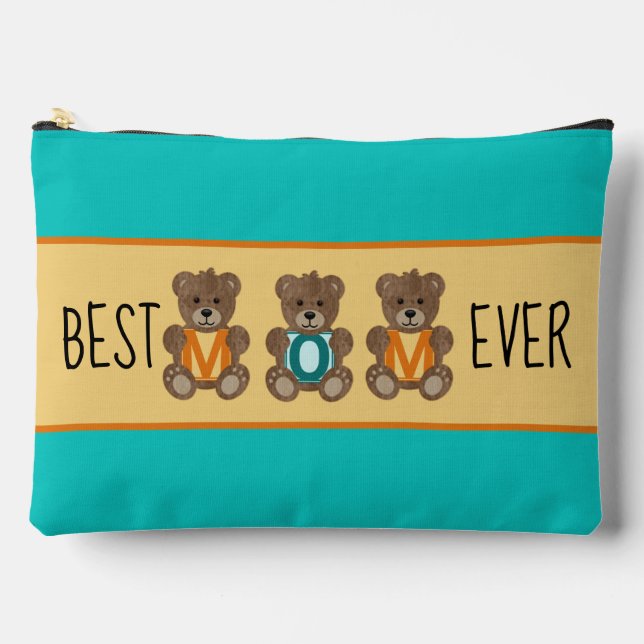 Best Mum Teddy Bears Large Accessory Pouch (Front)