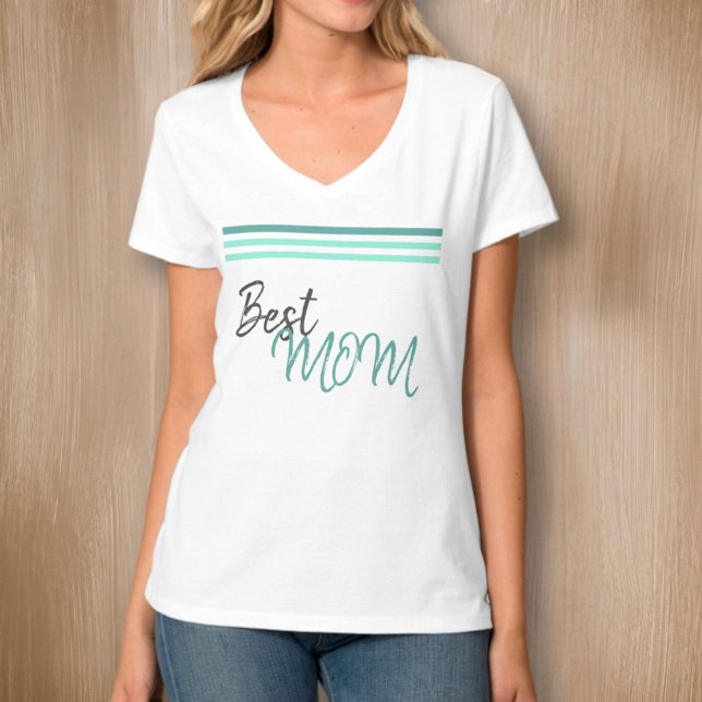 Best Mum Trendy Script Stripe Mother`s Day T-Shirt (Creator Uploaded)