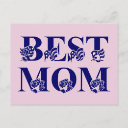 Best Mum USA Flag Text Postcard