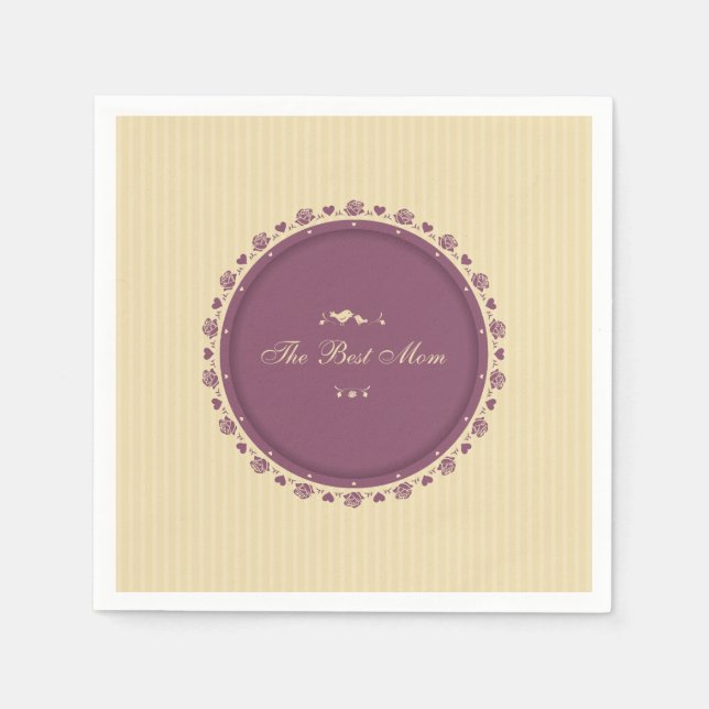 Best Mum Vintage Mother's Day | Napkin (Front)