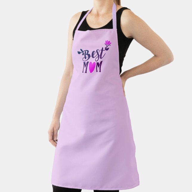 Best Mum, Violet Flowers, Pale Lavender Apron (Insitu)