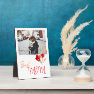 Best Mum Watercolor Red Roses Mother`s Day Photo Plaque