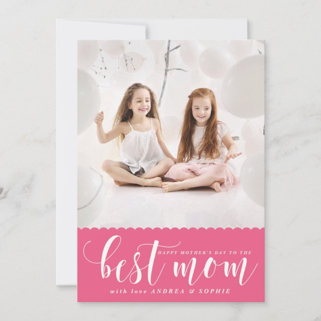 Best Mum | White Modern Calligraphy Mother's Day Card (Front)