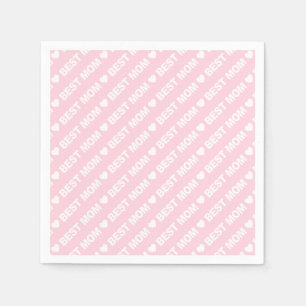 Best Mum White on Light Pink Paper Napkin