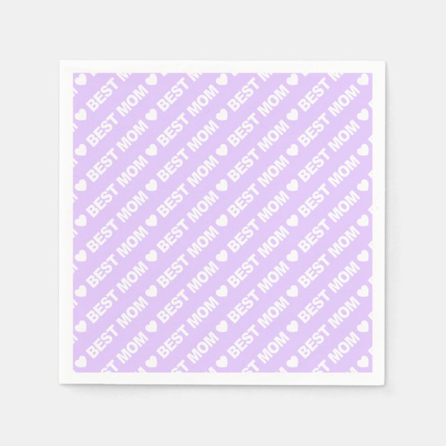 Best Mum White on Lilac Paper Napkin (Front)