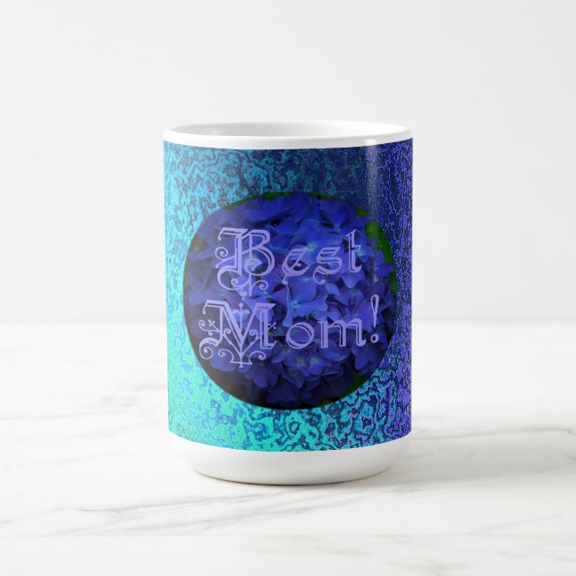 Best Mum with Blue Flower Background Coffee Mug (Center)