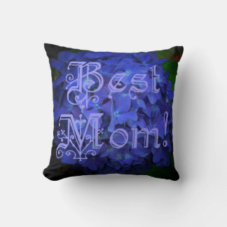 Best Mum with Blue Flower Background Cushion