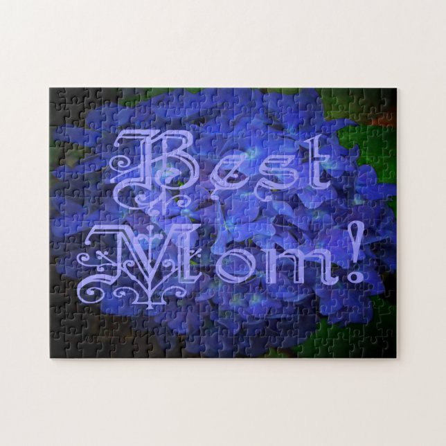 Best Mum with Blue Flower Background Jigsaw Puzzle (Horizontal)