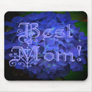 Best Mum with Blue Flower Background Mouse Mat