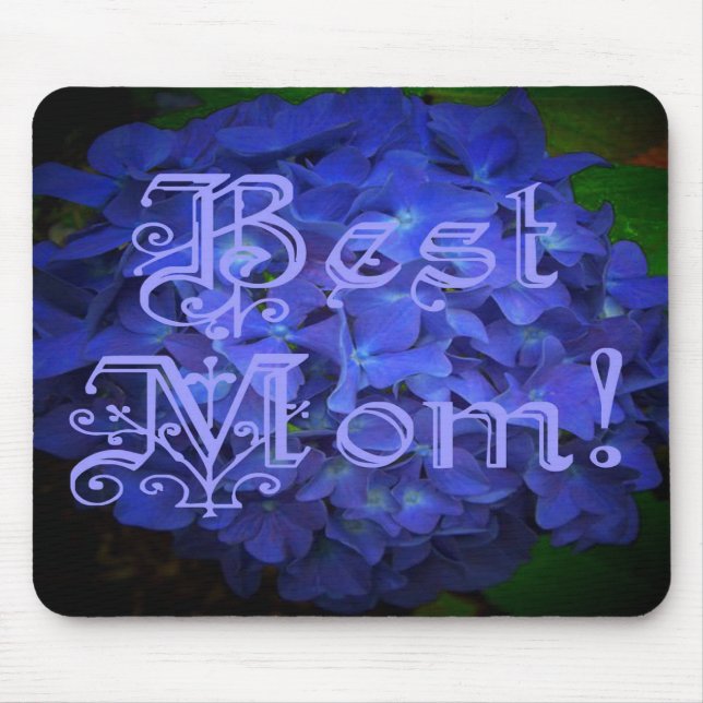 Best Mum with Blue Flower Background Mouse Mat (Front)