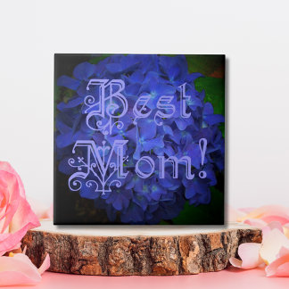 Best Mum with Blue Flower Background Tile