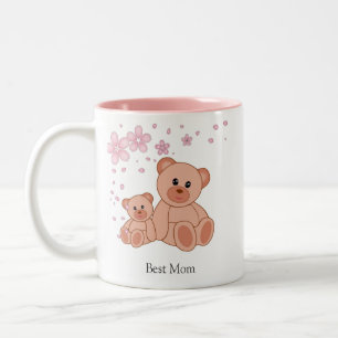 Best Mum with Cute Bears with Flowers Two-Tone Coffee Mug