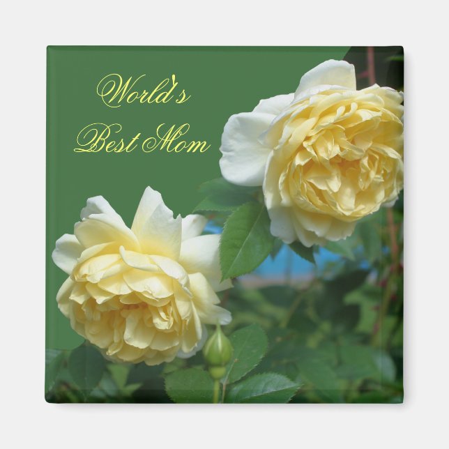 Best Mum Yellow Roses Flower Photo Magnet (Front)