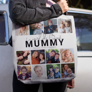 Best Mummy Ever 12 Photo Collage Personalised Tote Bag