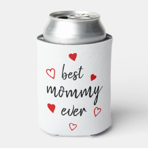 Best Mummy Ever Cute Handwritten Script Red Heart Can Cooler