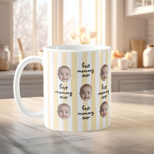 Best Mummy Ever Cute Stripes Baby Face Photo Coffee Mug