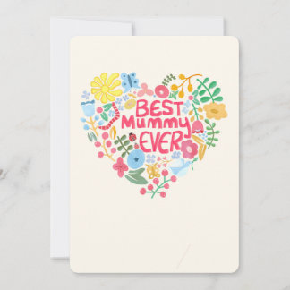 Best Mummy Ever Floral Heart Mid-century Ladybugs Holiday Card