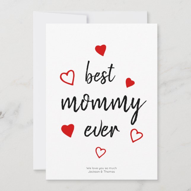 Best Mummy Ever Red Heart No Photo Mother's Day Holiday Card (Front)