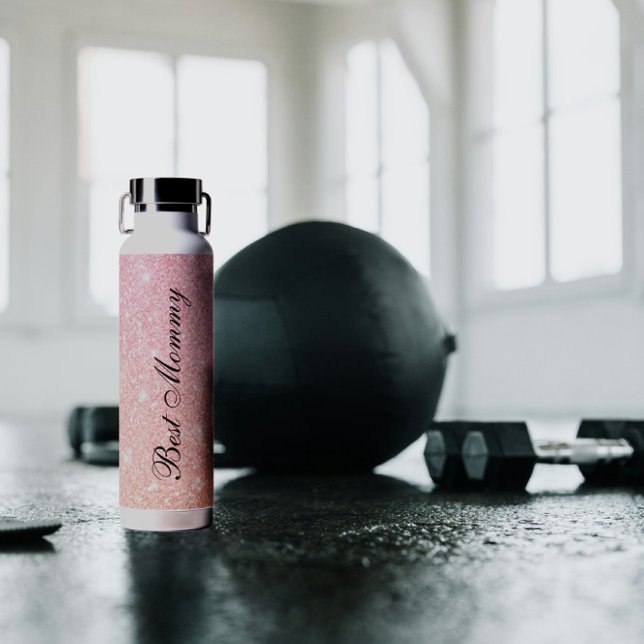 Best Mummy minimal stylish pink glittered  Water Bottle (Creator Uploaded)