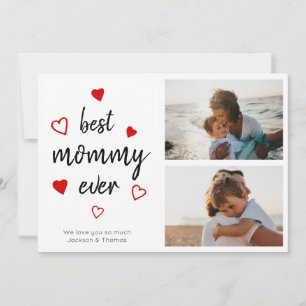 Best Mummy Red Heart Photo Collage Mother's Day Card