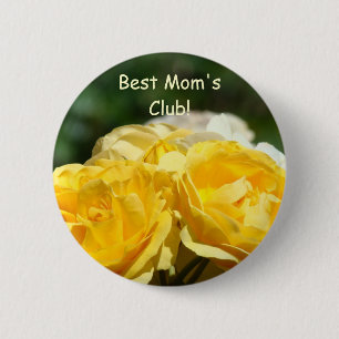 Best Mum's Club button Yellow Roses Floral buttons