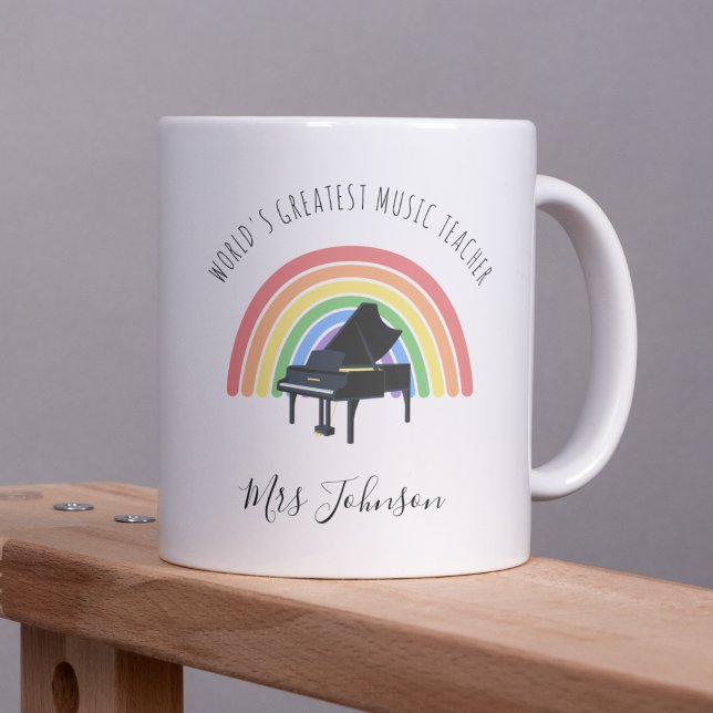 Best Music Teacher Rainbow Custom Thank you Gift Coffee Mug (Creator Uploaded)