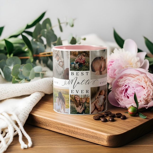 Best Mutti Ever Mothers Day Photo Collage Keepsake Two-Tone Coffee Mug (Best Mutti Ever Mothers Day Photo Collage Keepsake Two-Tone Coffee Mug)