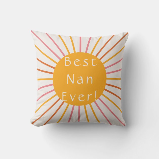 Best Nan Ever Boho Retro Sun Cushion (Front)