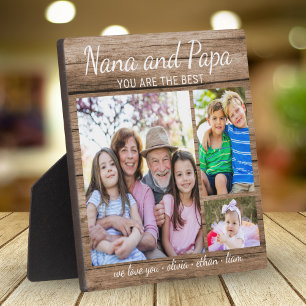 Best Nana And Papa Grandkids 3 Photo Collage Wood Plaque
