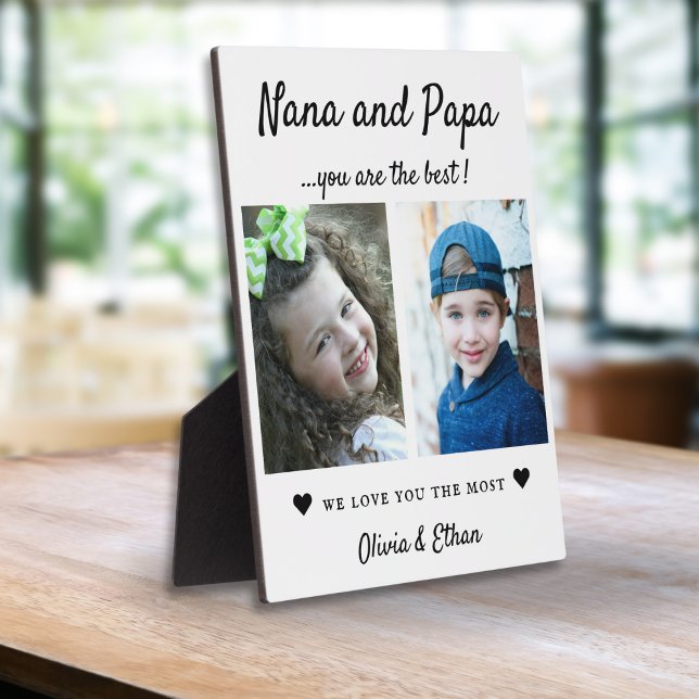 Best Nana And Papa Grandkids Names 2 Photo White Plaque (Creator Uploaded)