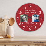 Best Nana And Papa Grandkids Photo Collage Red Large Clock<br><div class="desc">Unique grandparents gift for Christmas- Personalised photo clock with grandchildren photo,  name and message.</div>