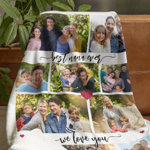 Best nana ever 10 photo collage personalised fleece blanket